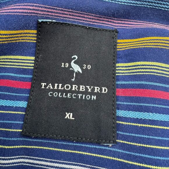 TAILORBYRD Mens XL Button up Shirt Long Sleeve Rainbow Stripe Contrast Flip Cuff - Picture 6 of 11